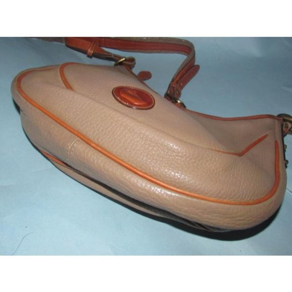 Dooney And Bourke Vintage Taupe & Cognac Brown Leather  HOBO Shoulder Bag - Picture 5 of 16